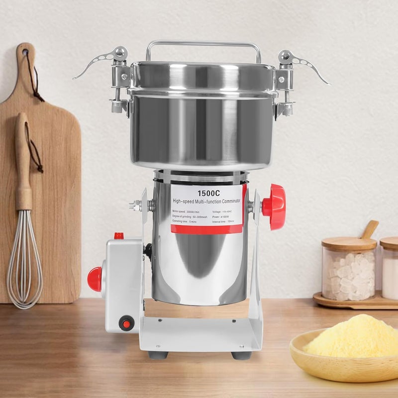 banborba Grain Mill Grinder Electric 1500g Commercial Spice Grinder 4100W Stainless Steel Pulverizer Dry Grinding Machine for Wheat Corn Rice Pepper Herbs Coffee Beans - Image 2